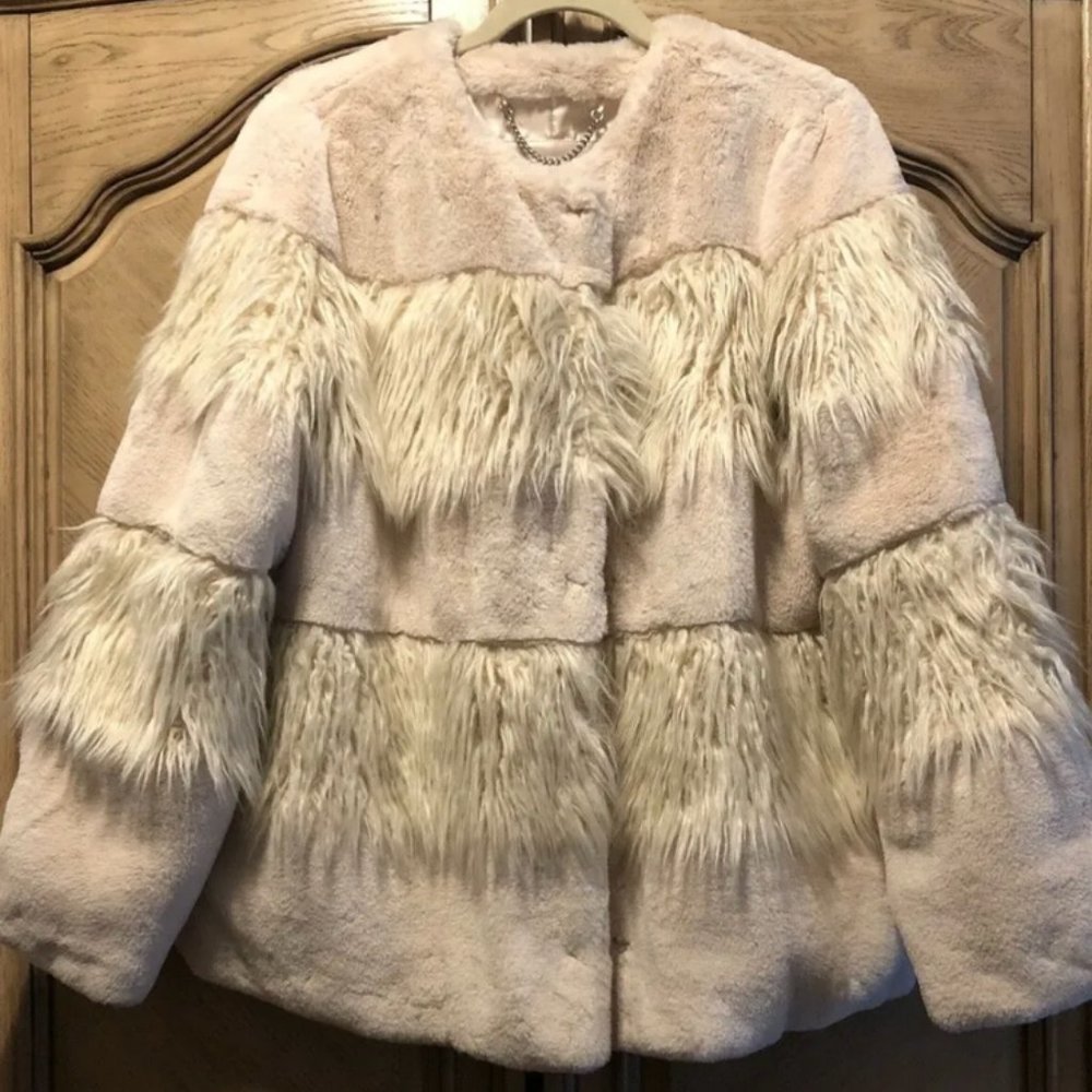 WOMENS BCBGeneration FAUX FUR JACKET COAT SIZE LARGE